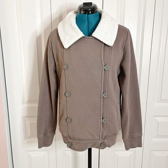 Gap Faux Sherpa Collar Aviator Pilot Biker Moto Double Breasted Button Jacket - Picture 16 of 16